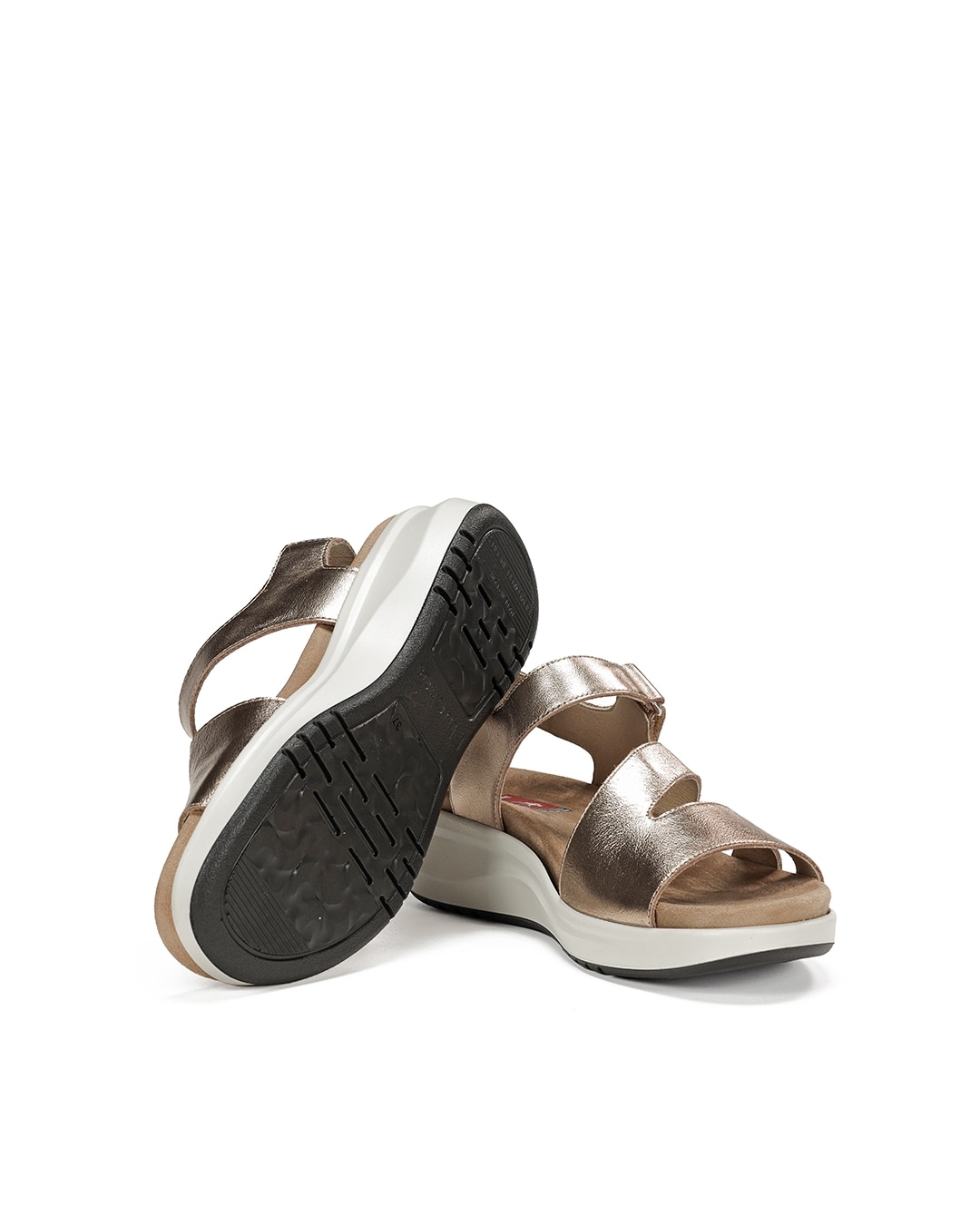 Sandálias Abertas em Pele Dourado-4