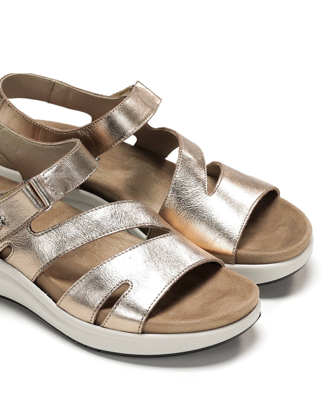 Sandálias Abertas em Pele Dourado-6