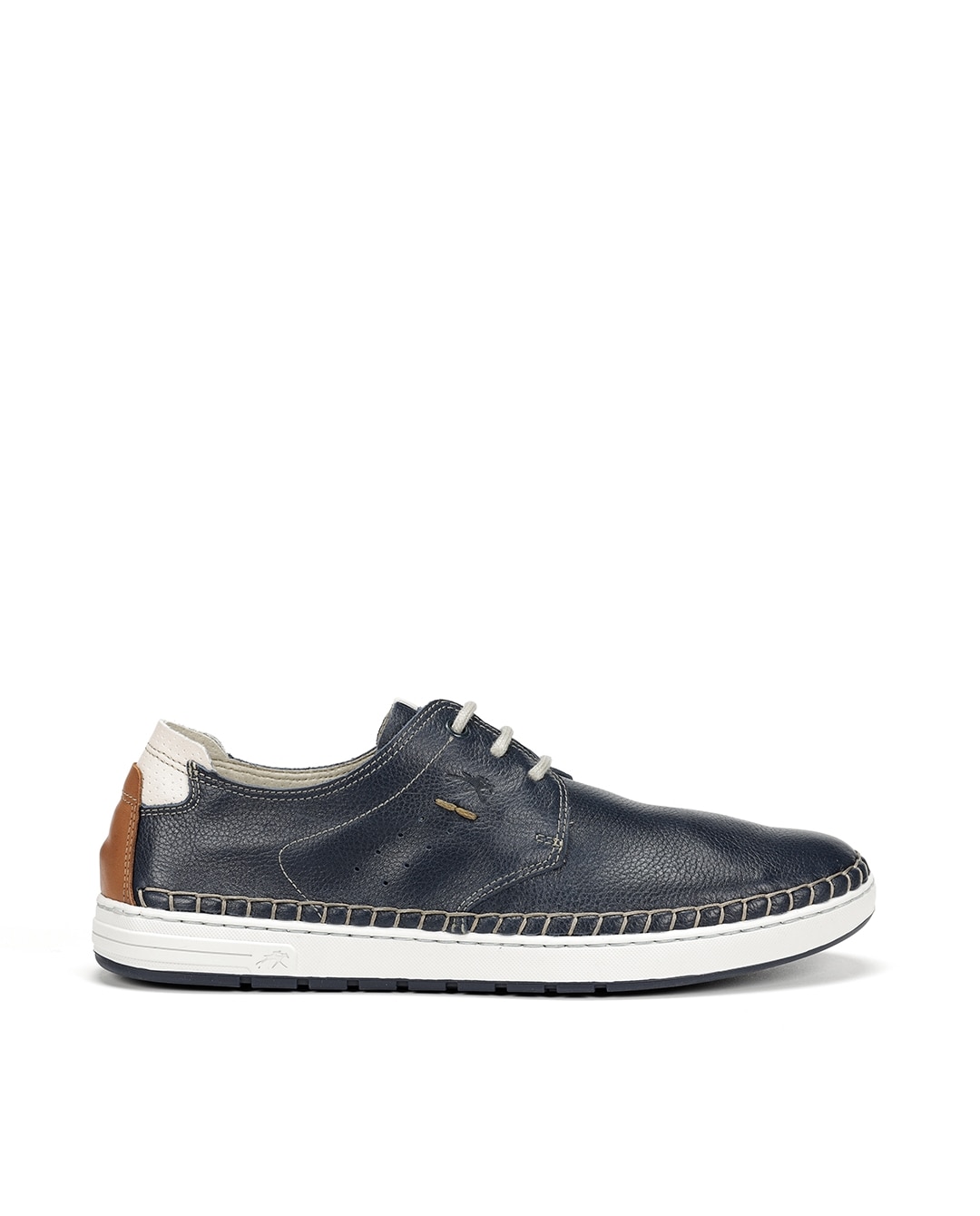 Sapatos de Cordões Fabricados em Pele Azul-marinho-1