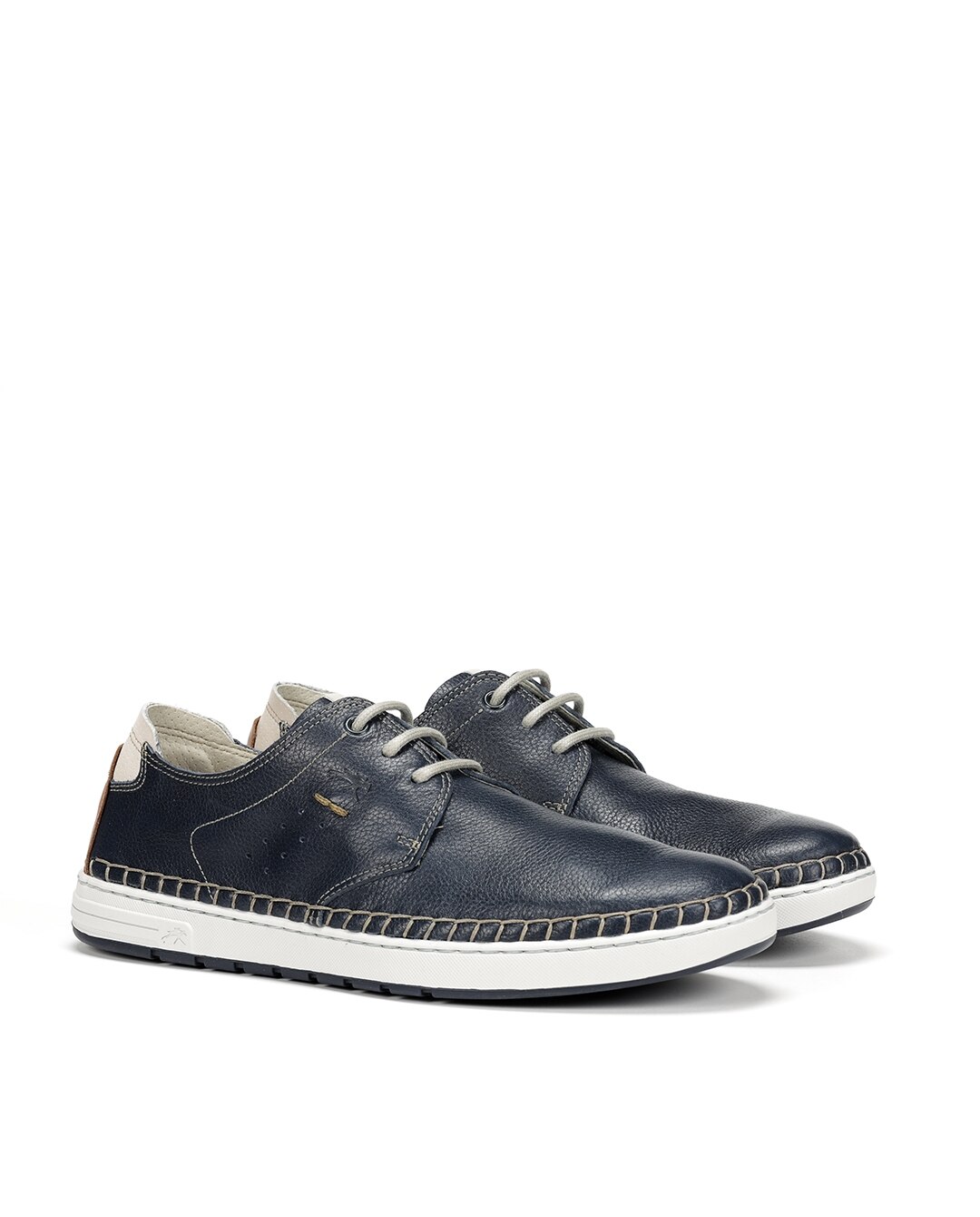 Sapatos de Cordões Fabricados em Pele Azul-marinho-2