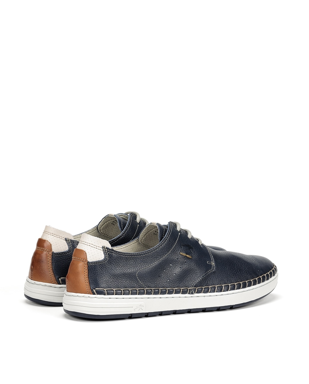 Sapatos de Cordões Fabricados em Pele Azul-marinho-3
