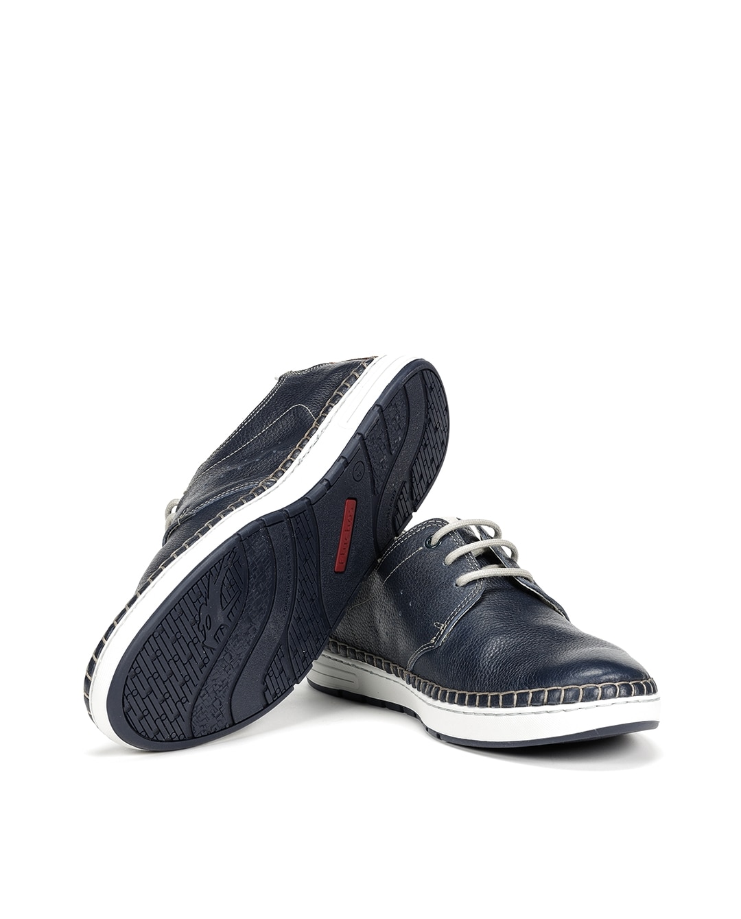 Sapatos de Cordões Fabricados em Pele Azul-marinho-4