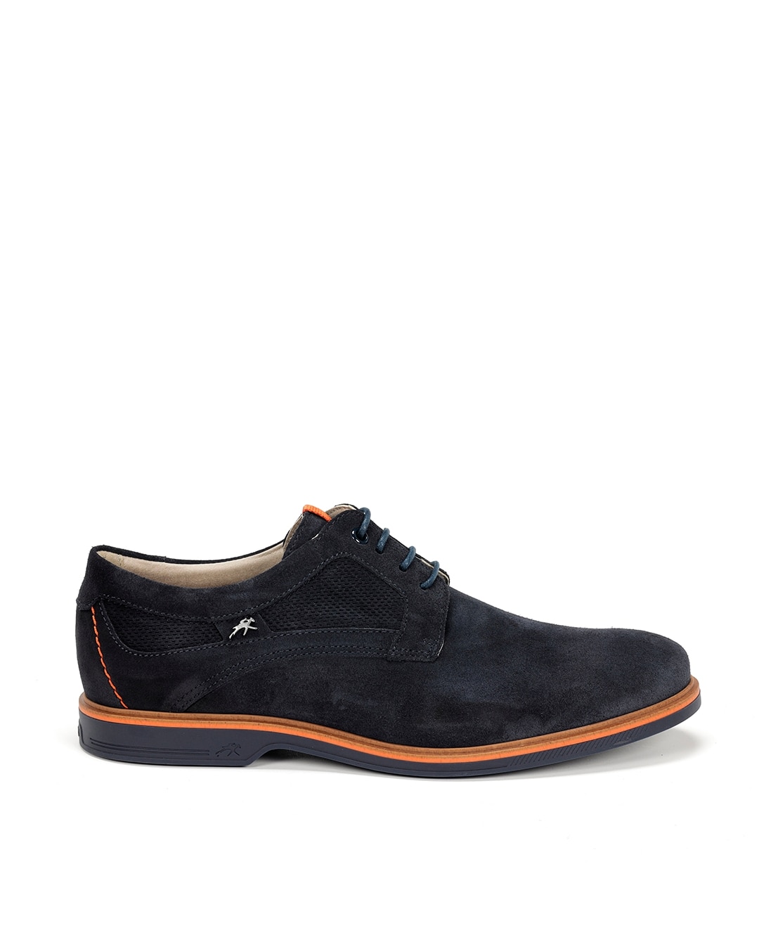 Sapatos de Cordões Fabricados em Camurça Azul-marinho / Laranja-1