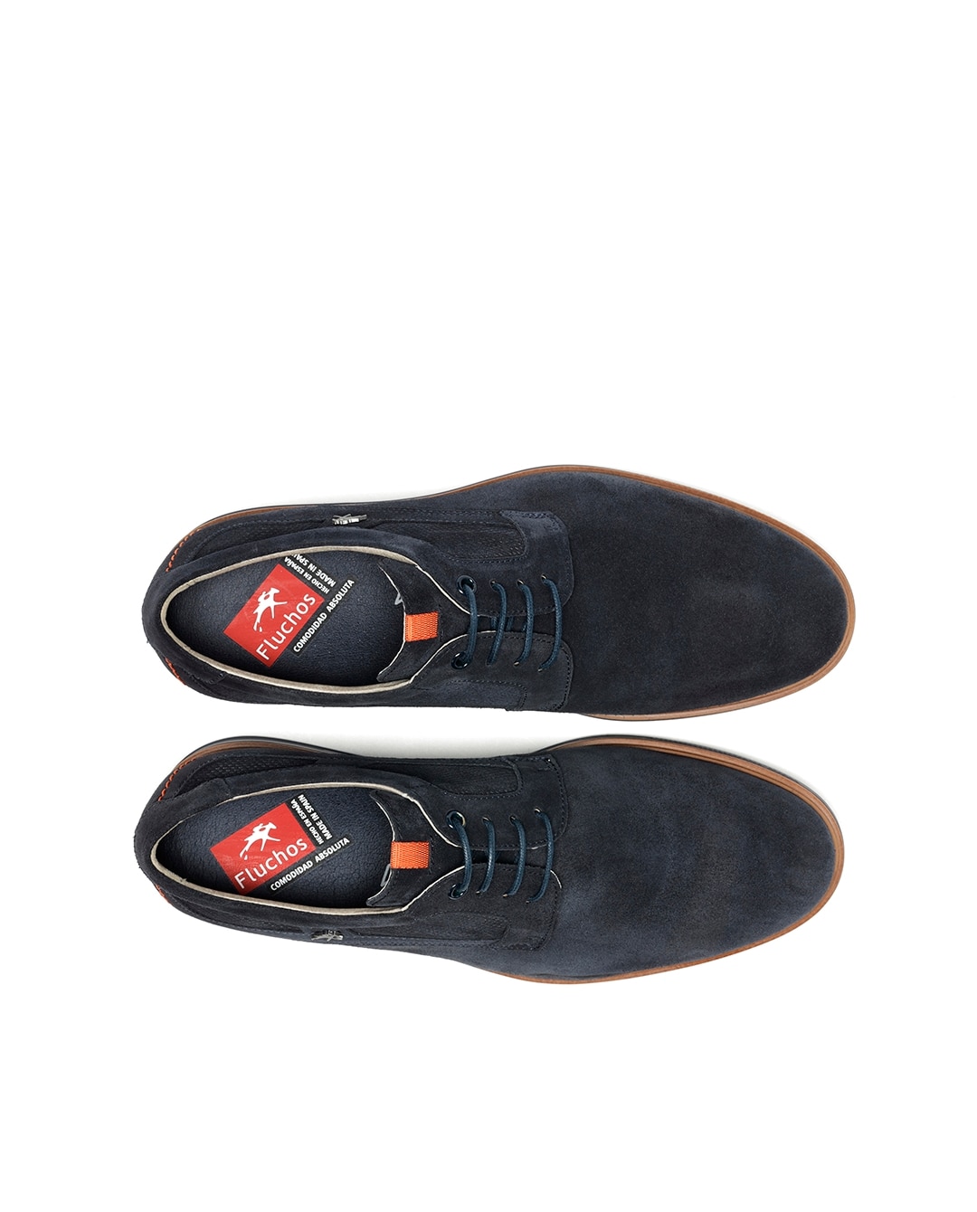 Sapatos de Cordões Fabricados em Camurça Azul-marinho / Laranja-6
