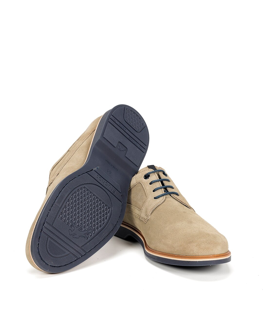 Sapatos de Cordões Fabricados em Pele Castanho-claro-4