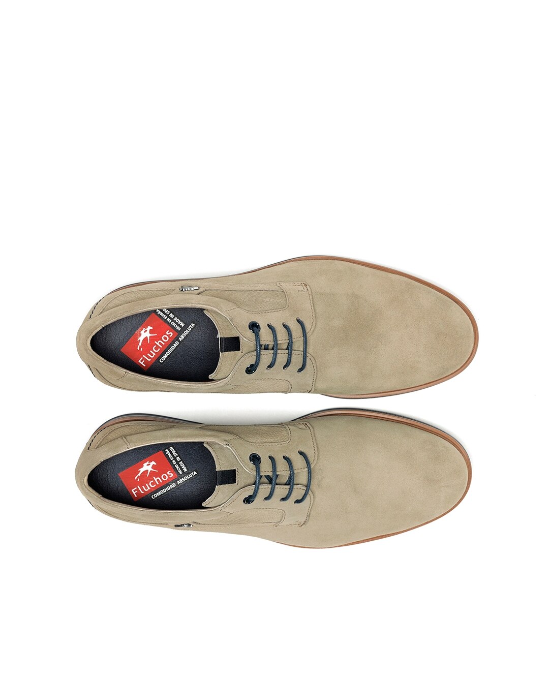 Sapatos de Cordões Fabricados em Pele Castanho-claro-5