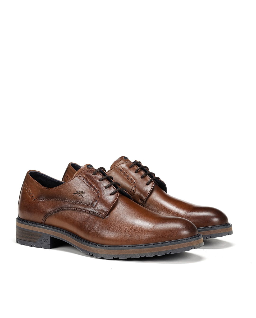 Sapatos de Cordões Fabricados em Pele Castanho-escuro-2