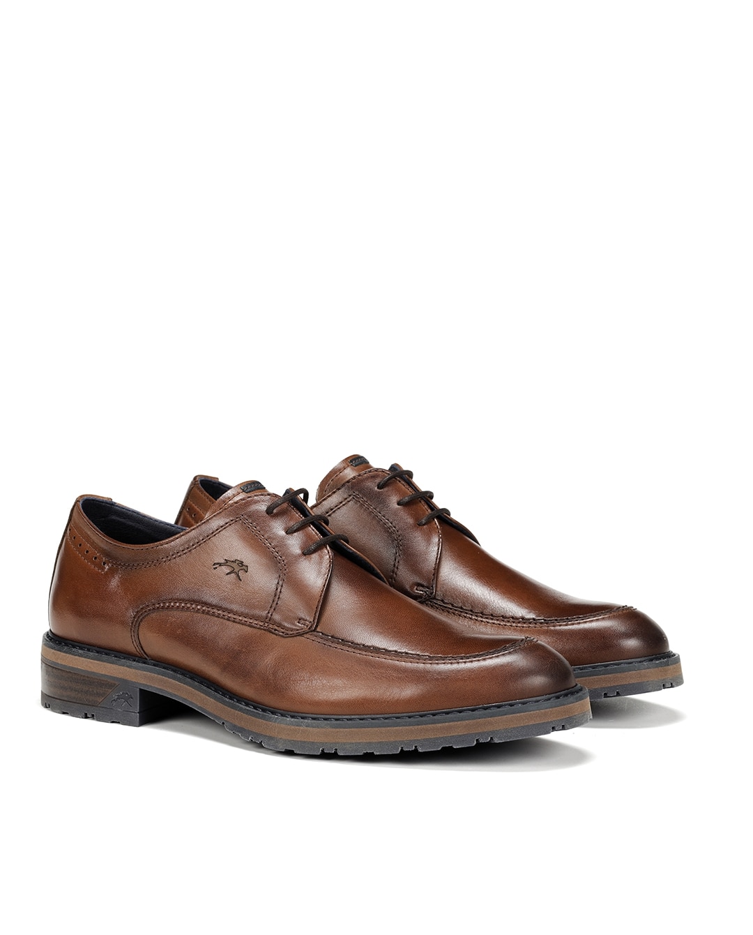 Sapatos de Cordões Fabricados em Pele Castanho-2