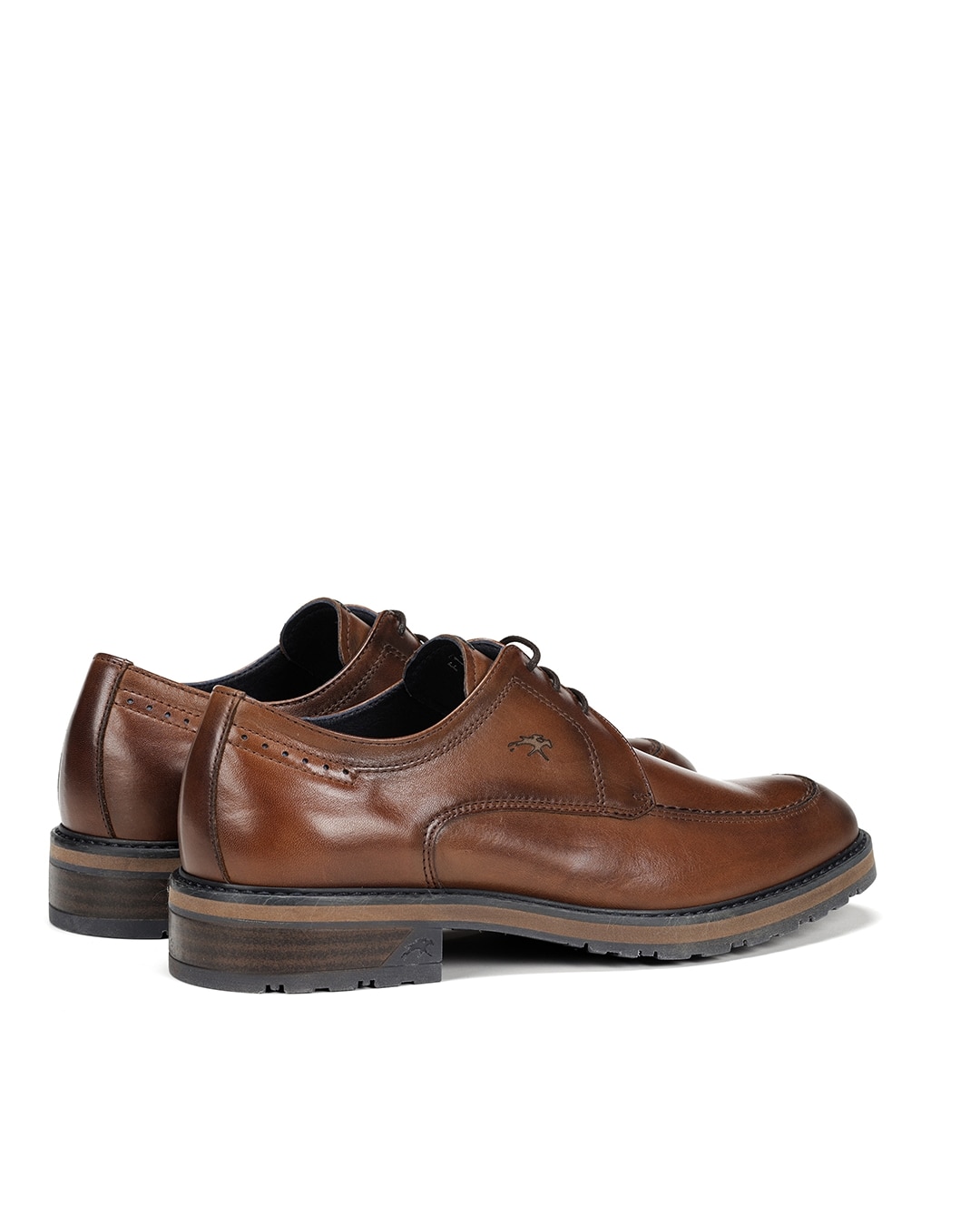 Sapatos de Cordões Fabricados em Pele Castanho-3