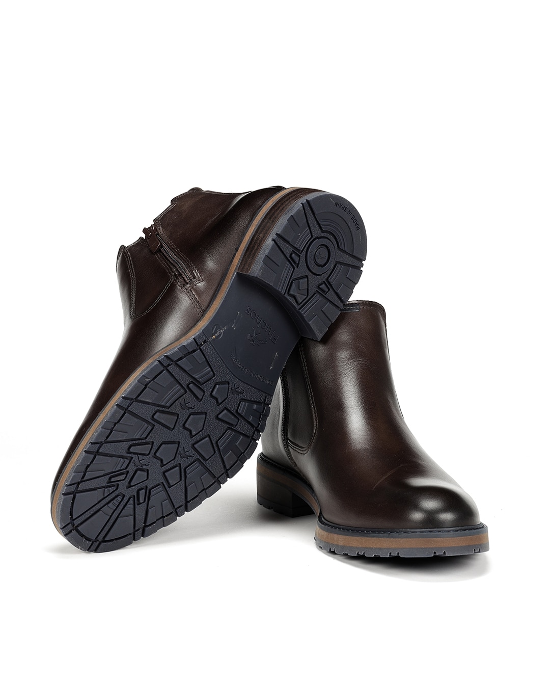 Botins Fabricados em Pele Castanho-4