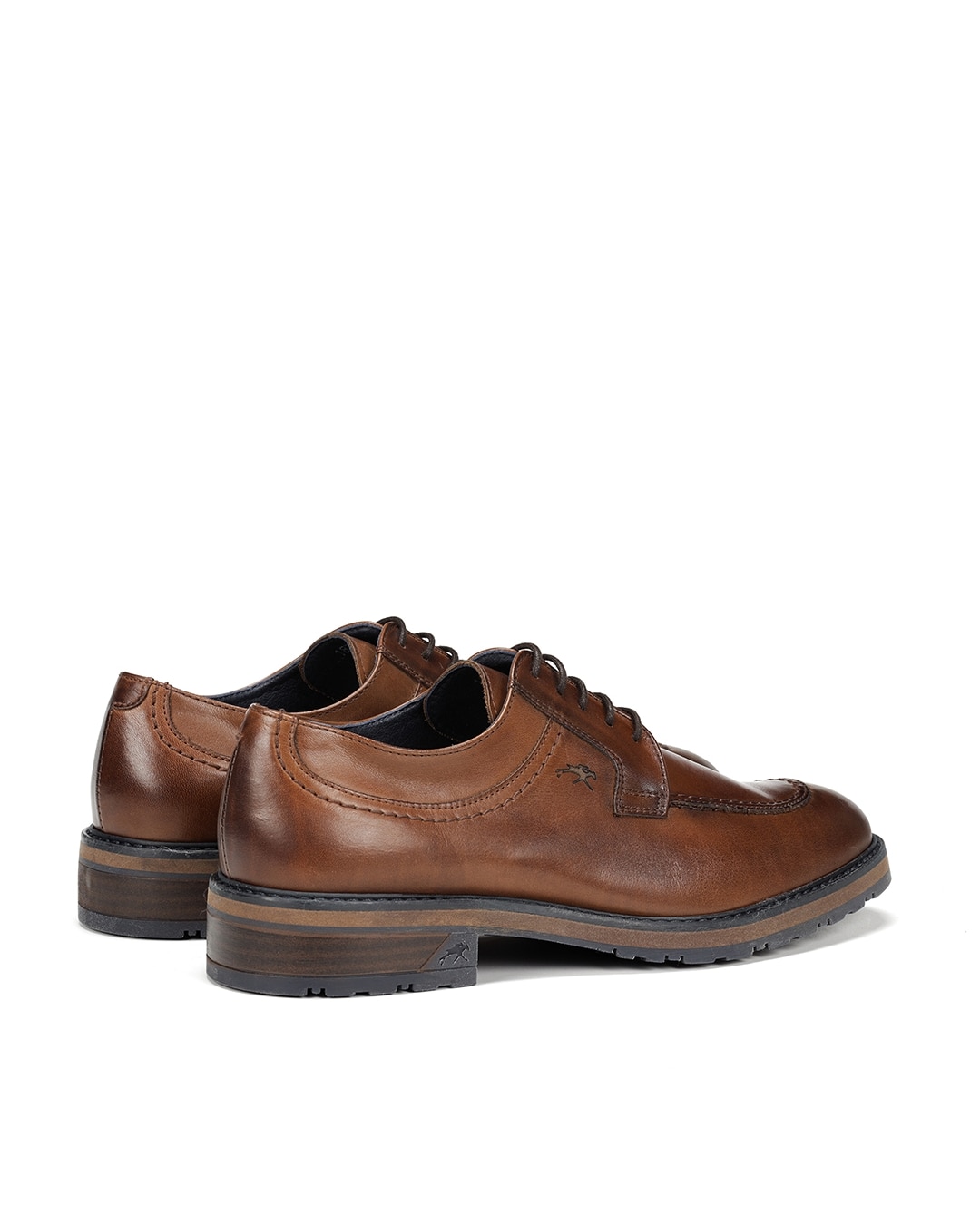Sapatos de Cordões Fabricados em Pele Castanho-escuro-3