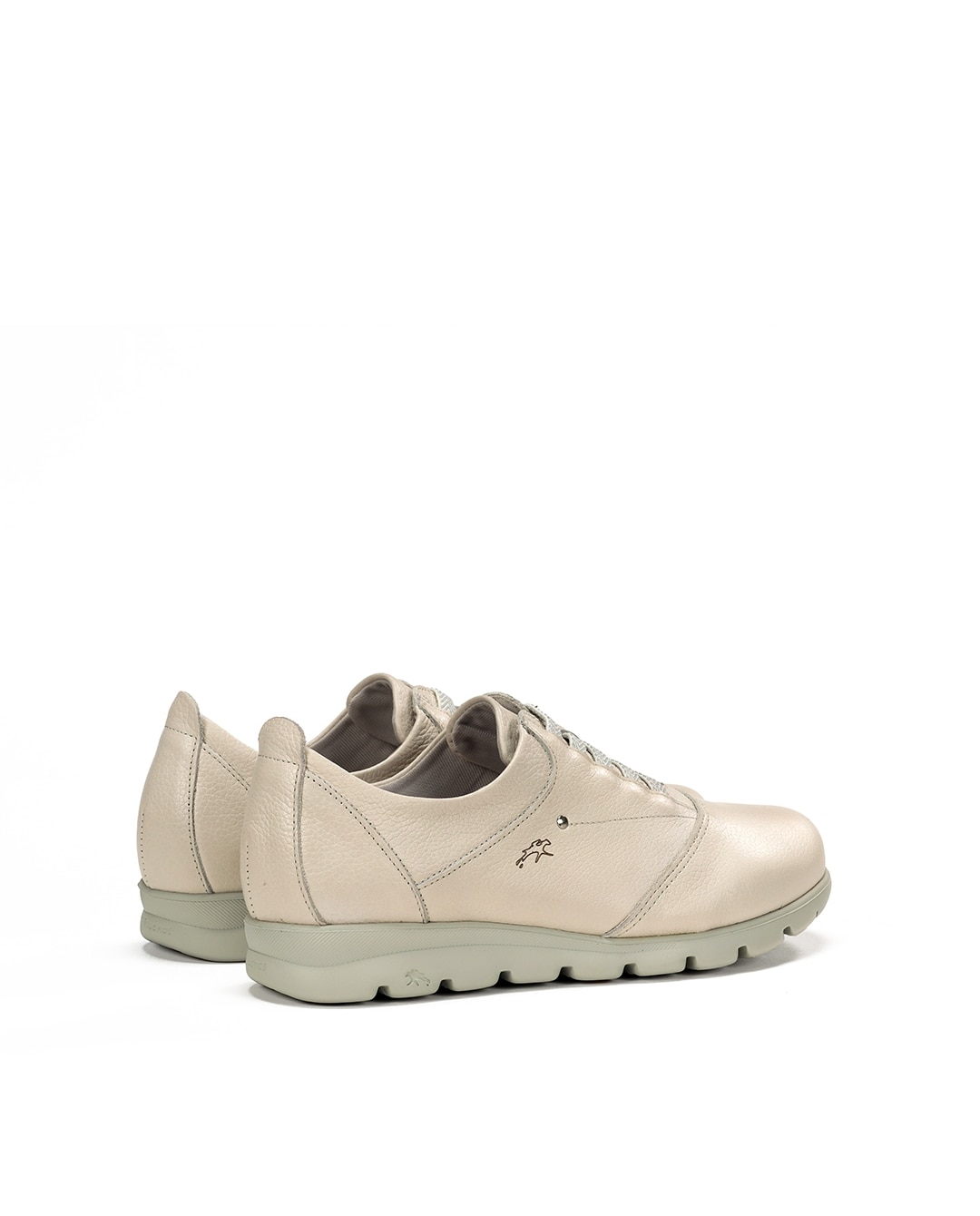 Sapatos de Cordões Fabricados em Pele Bege-3