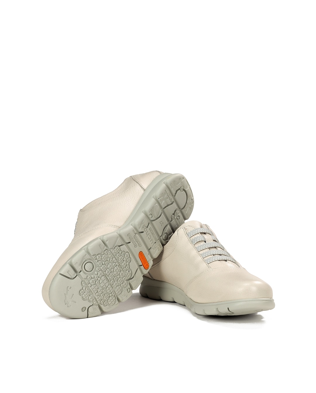 Sapatos de Cordões Fabricados em Pele Bege-4