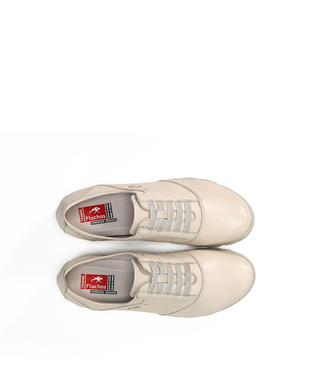 Sapatos de Cordões Fabricados em Pele Bege-5