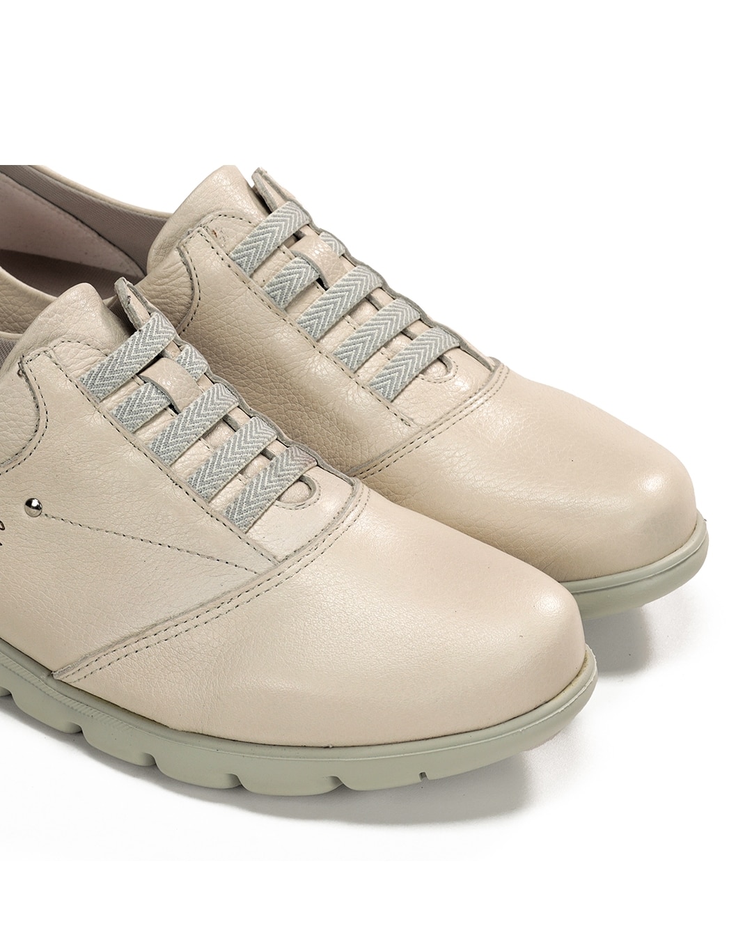 Sapatos de Cordões Fabricados em Pele Bege-6