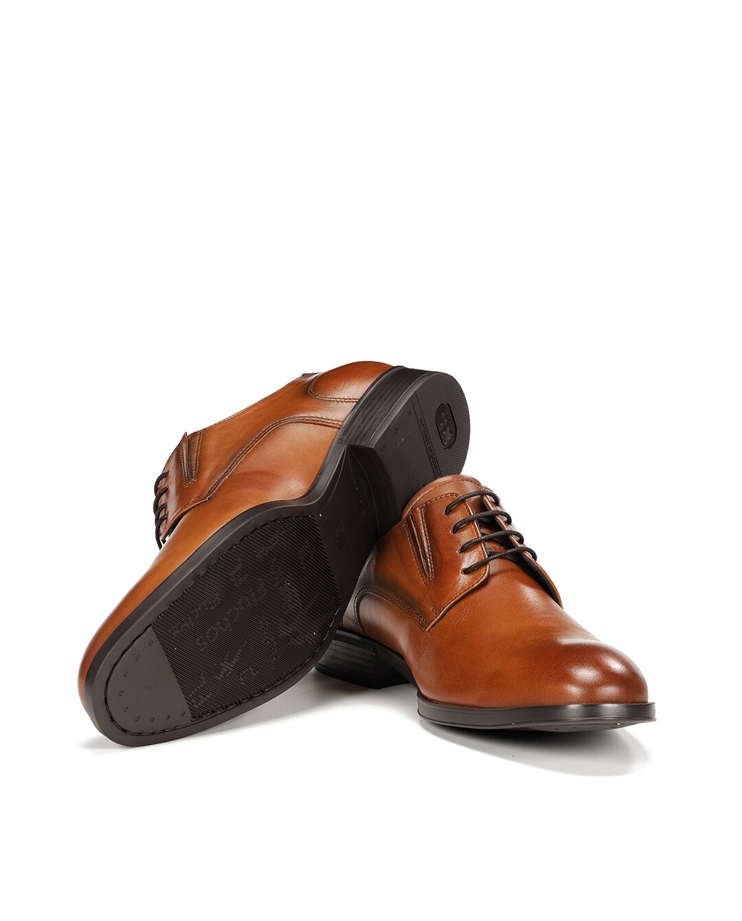 Sapatos de Cordões Fabricados em Pele Castanho-4