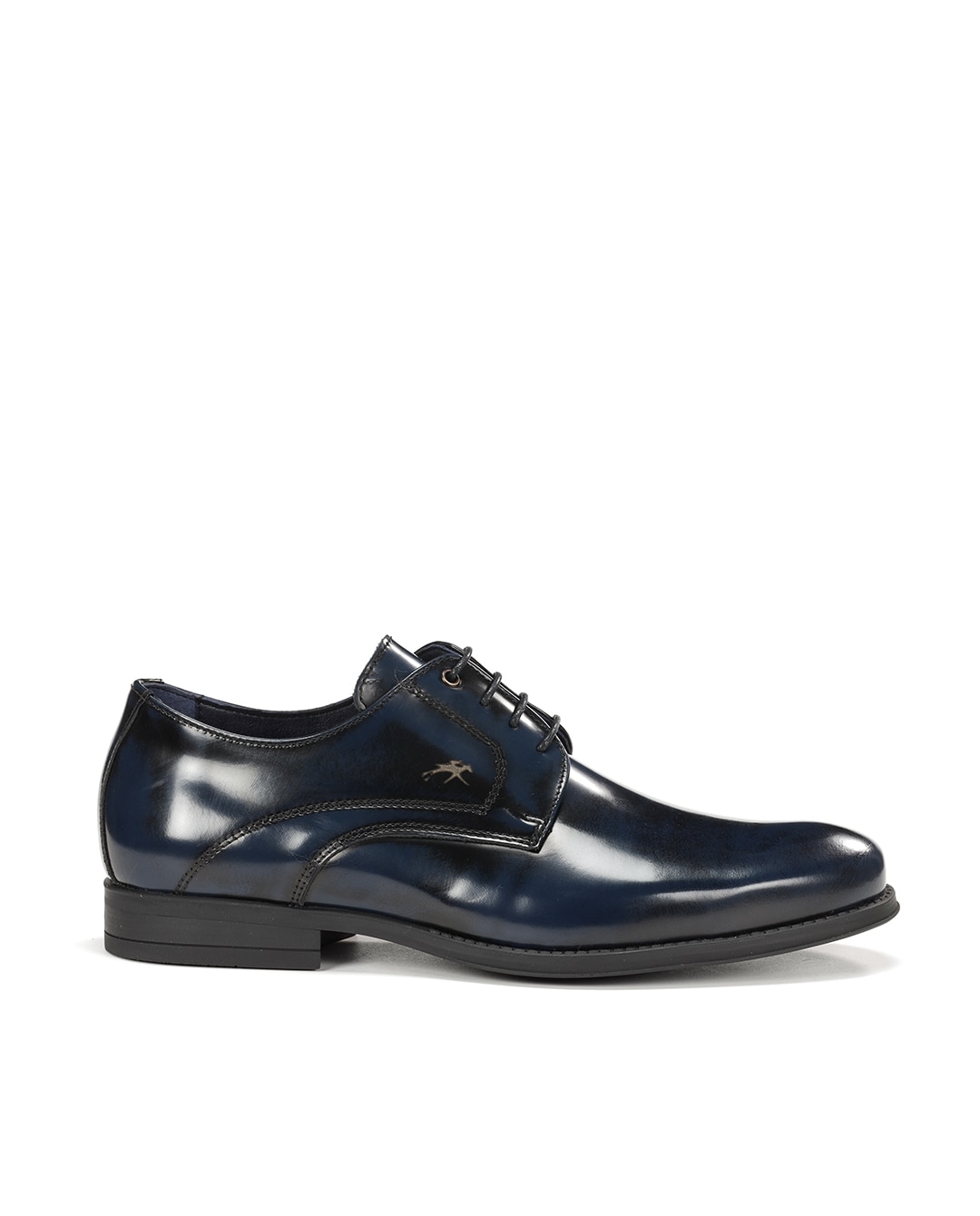 Sapatos de Cordões Fabricados em Pele Azul-marinho-1
