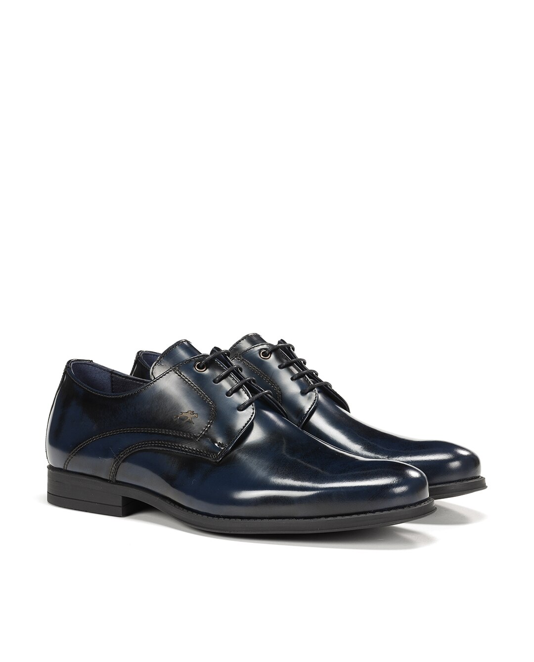 Sapatos de Cordões Fabricados em Pele Azul-marinho-2