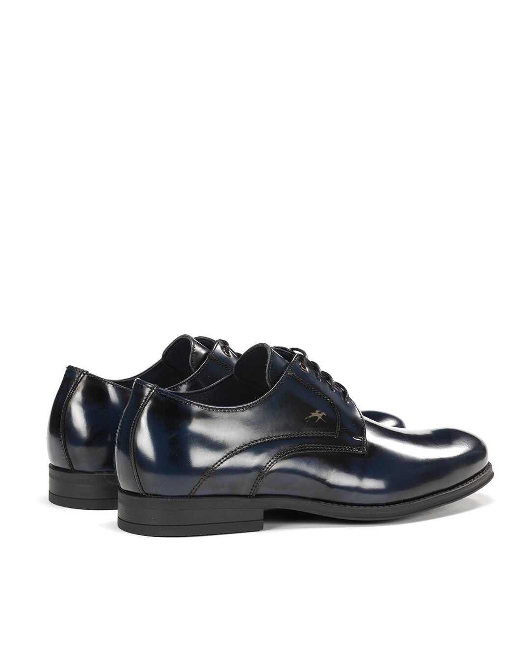 Sapatos de Cordões Fabricados em Pele Azul-marinho-3
