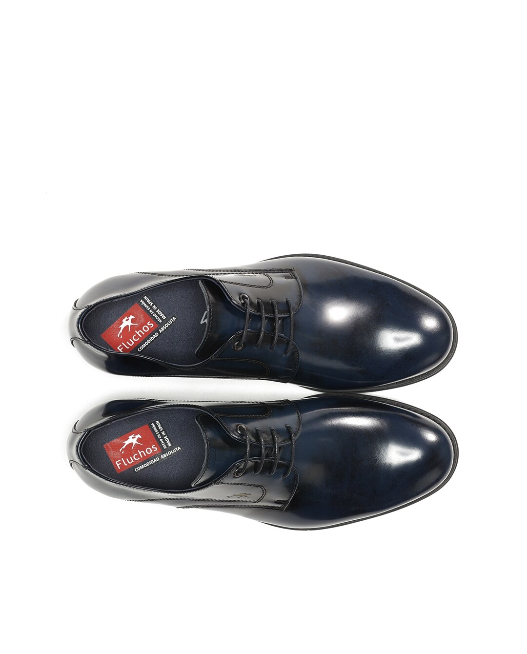 Sapatos de Cordões Fabricados em Pele Azul-marinho-5