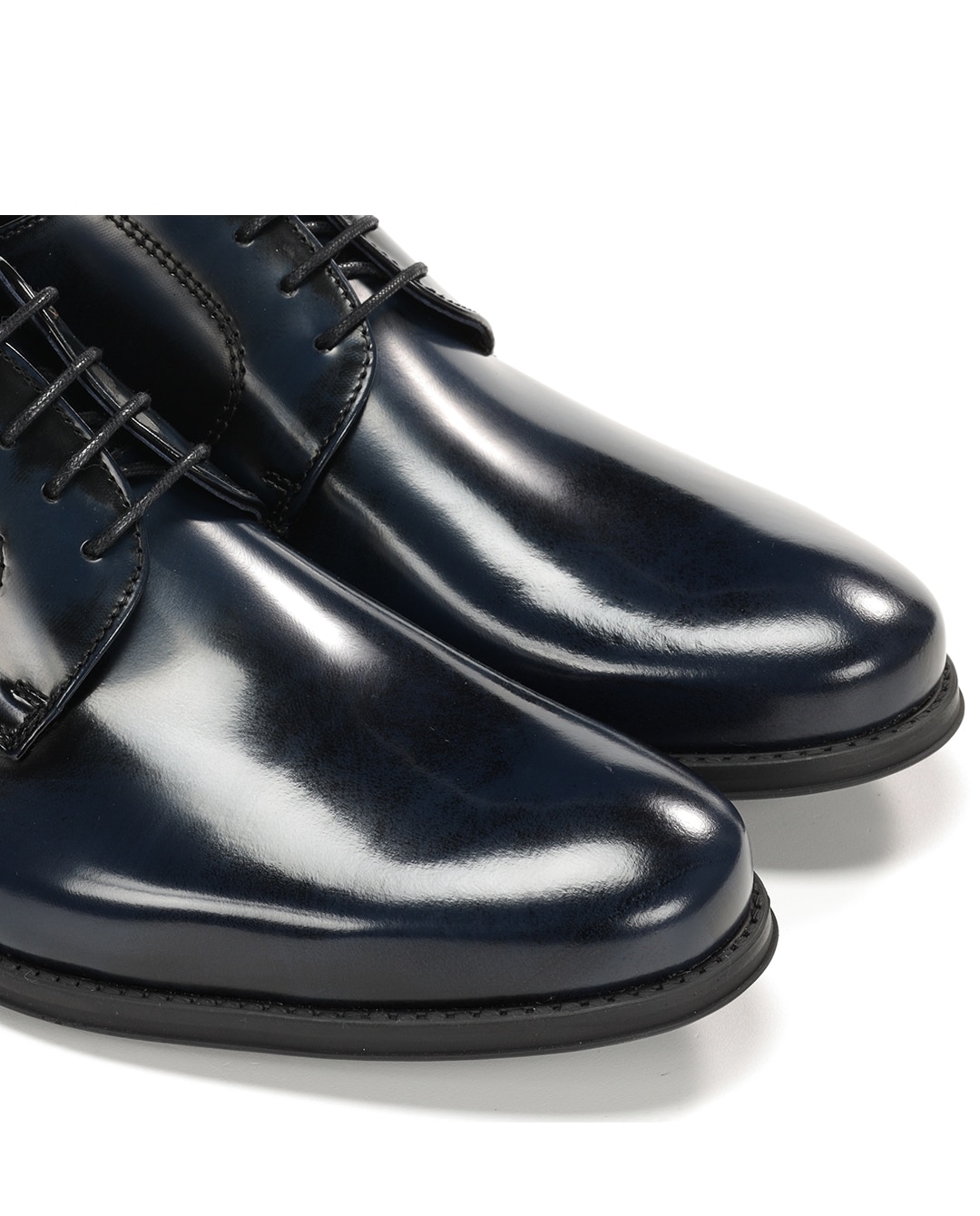 Sapatos de Cordões Fabricados em Pele Azul-marinho-6