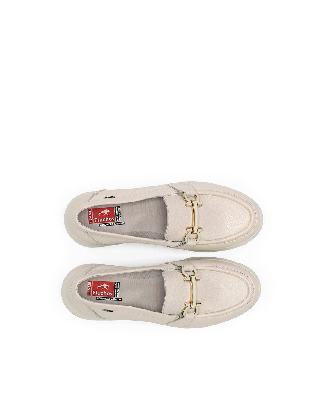 Mocassins Fabricados em Pele Bege-5