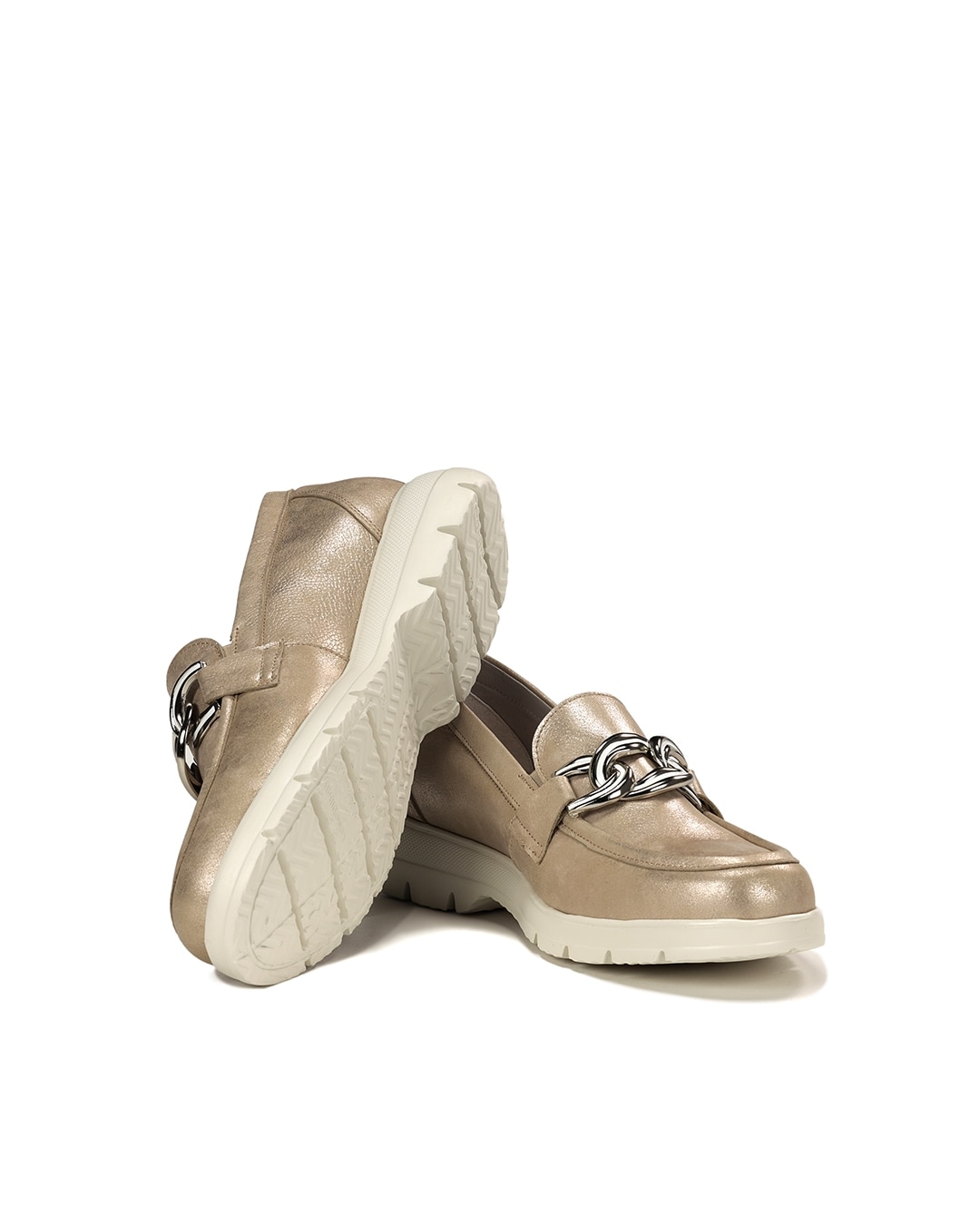 Mocassins Fabricados em Pele Bege-4