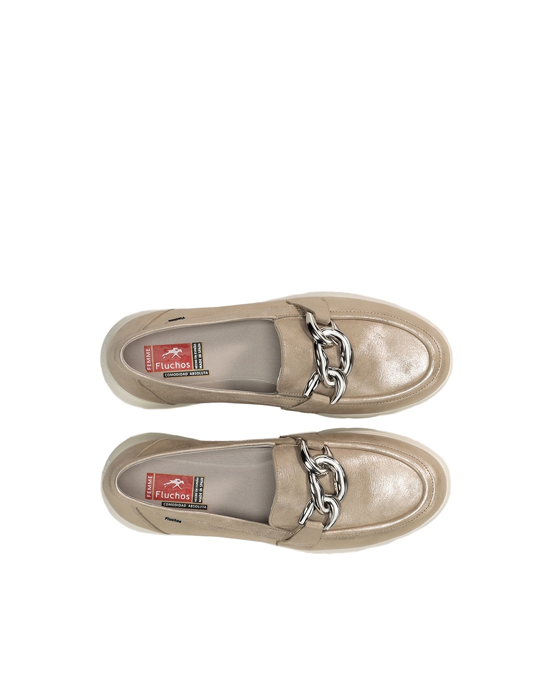 Mocassins Fabricados em Pele Bege-5