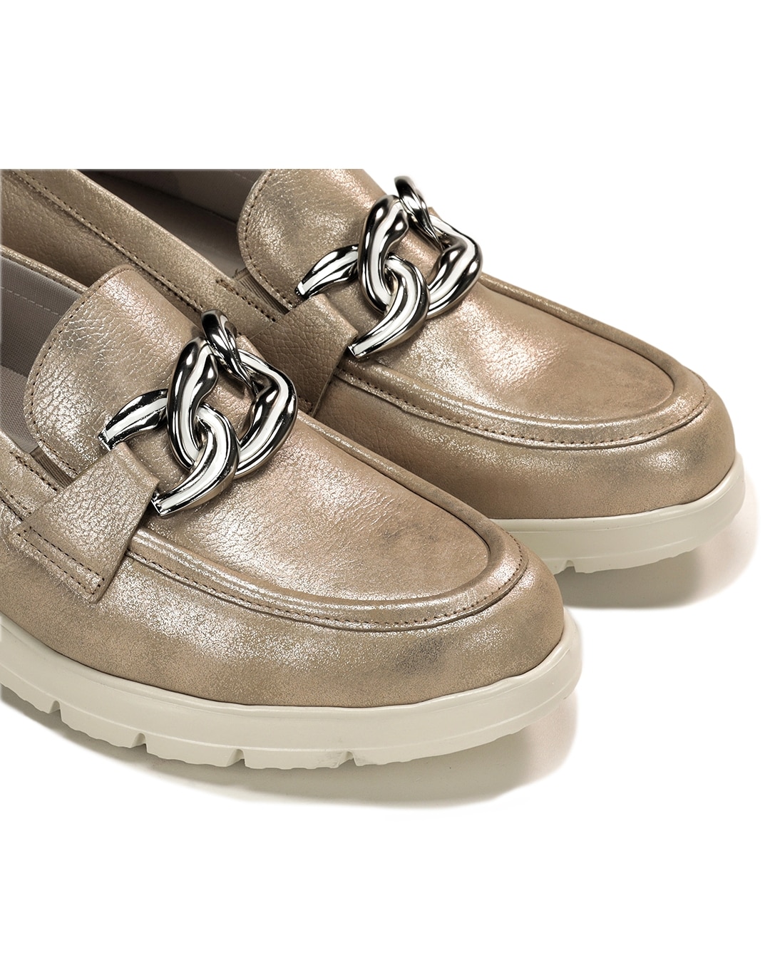 Mocassins Fabricados em Pele Bege-6