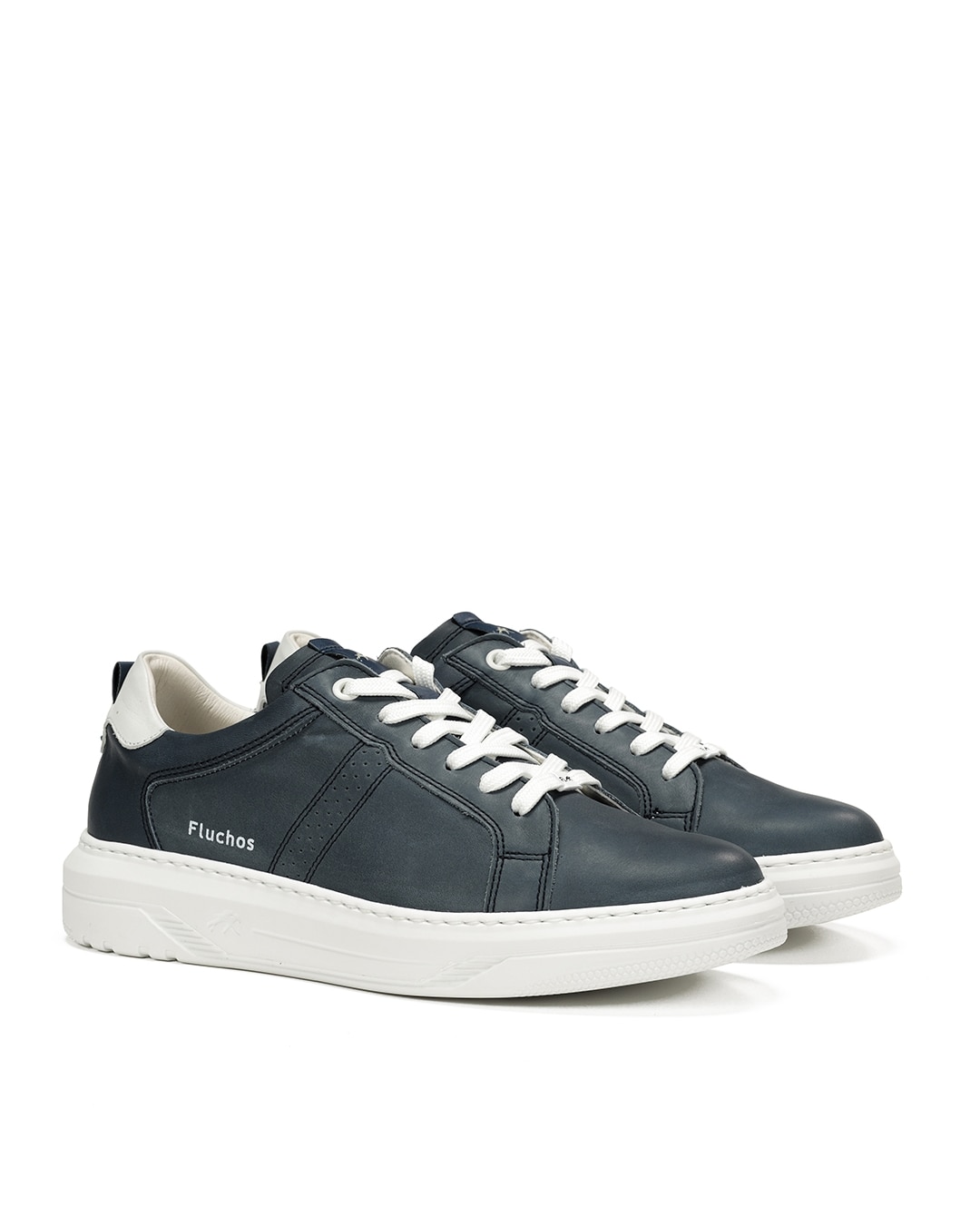 Sapatilhas Desportivas Fabricadas em Pele Azul / Branco-2