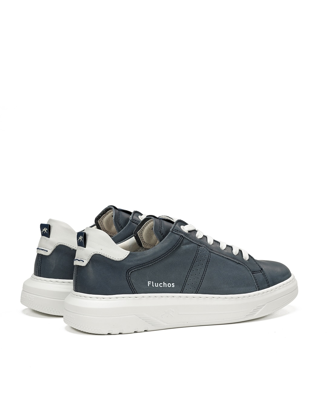 Sapatilhas Desportivas Fabricadas em Pele Azul / Branco-3