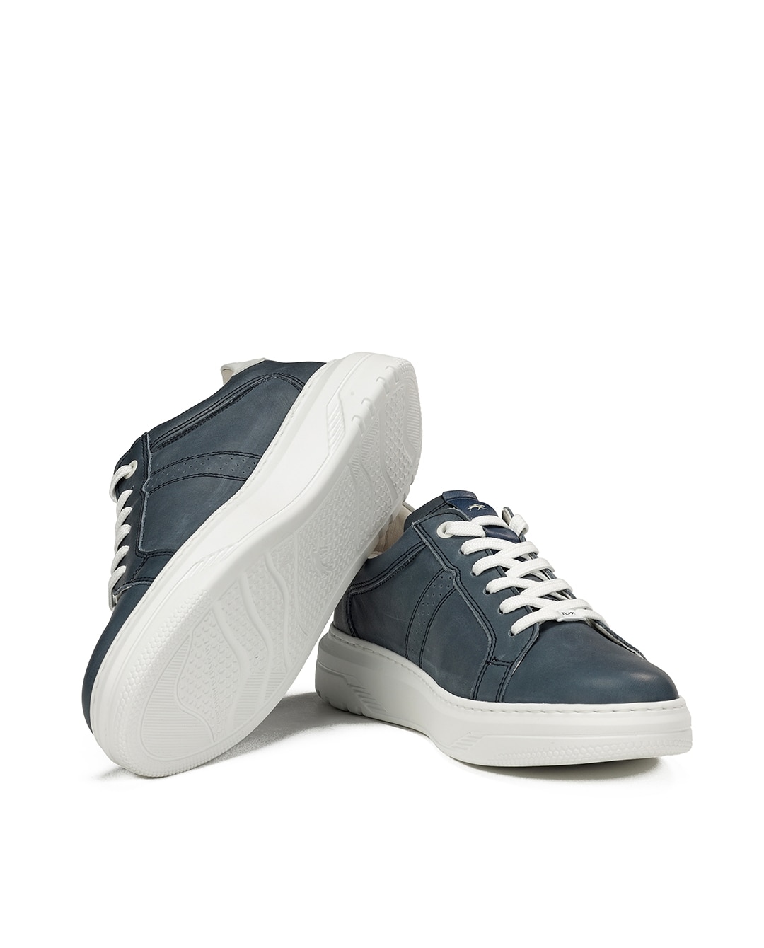 Sapatilhas Desportivas Fabricadas em Pele Azul / Branco-4