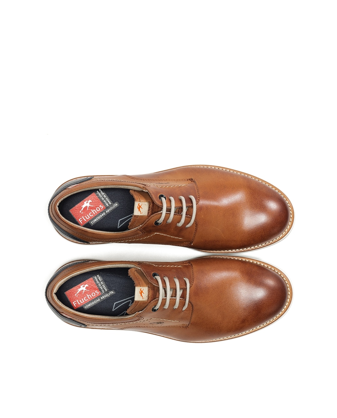 Sapatos de Cordões Fabricados em Pele Castanho-5