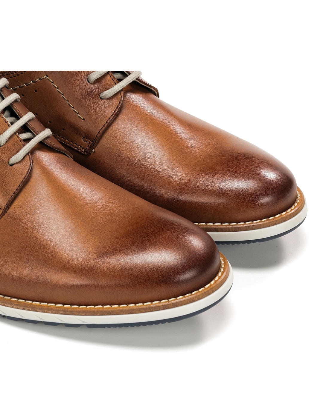 Sapatos de Cordões Fabricados em Pele Castanho-6