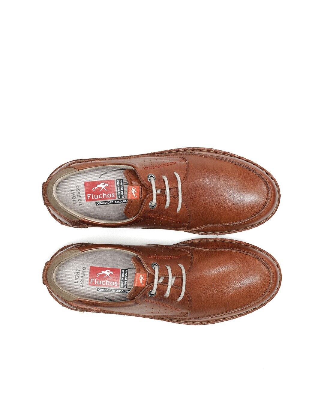 Sapatos de Cordões Fabricados em Pele Castanho-5