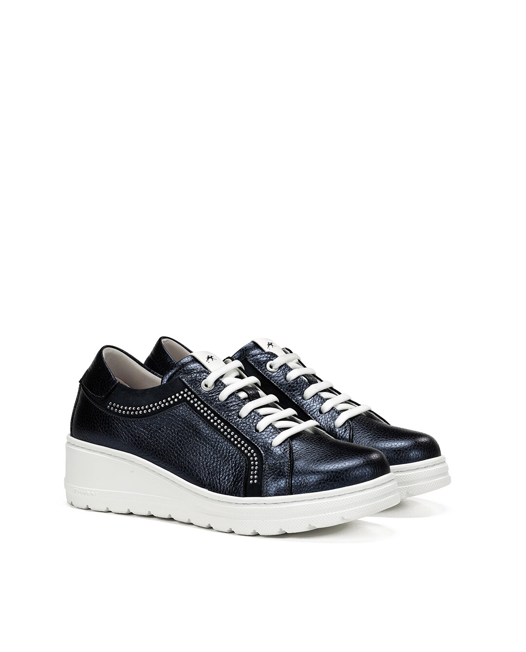 Sapatos de Cordões Fabricados em Pele Azul-2