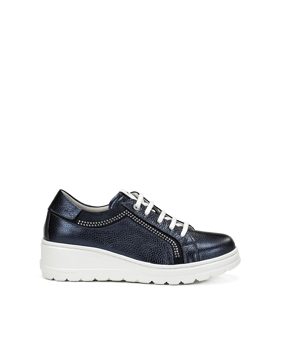 Sapatos de Cordões Fabricados em Pele Azul-1