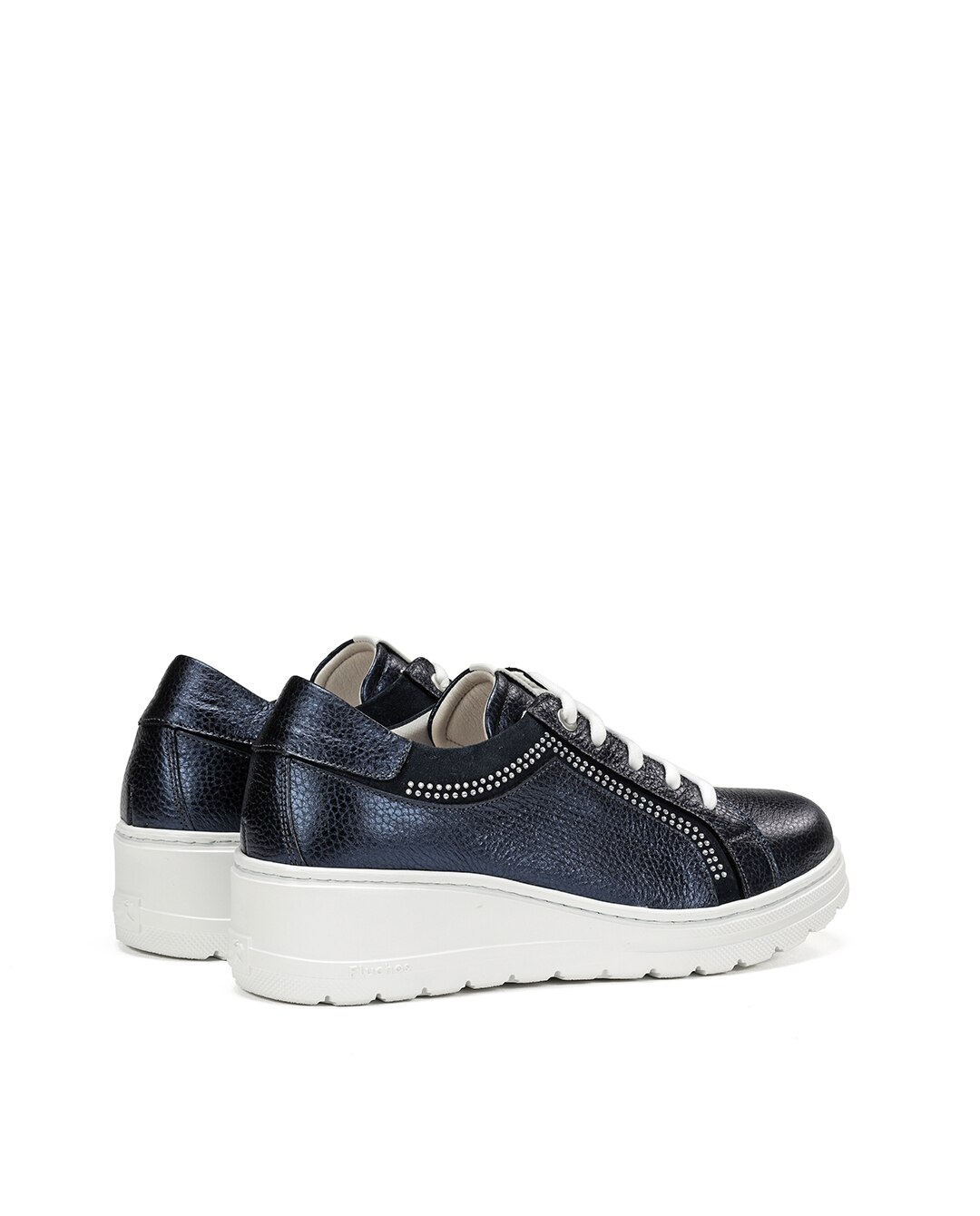 Sapatos de Cordões Fabricados em Pele Azul-3