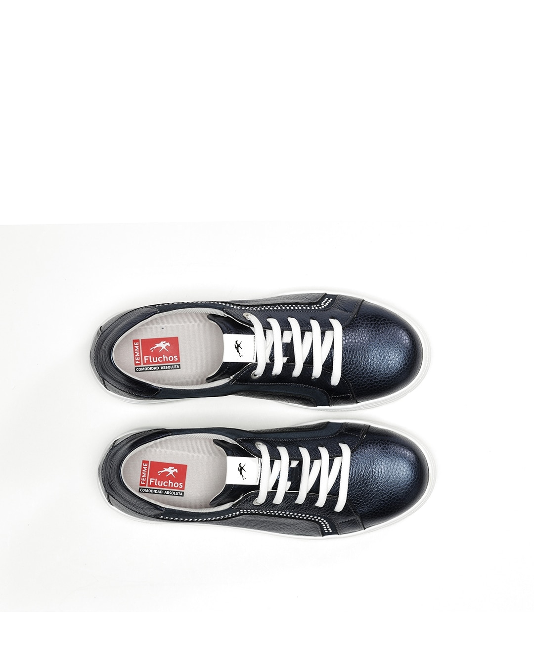 Sapatos de Cordões Fabricados em Pele Azul-5