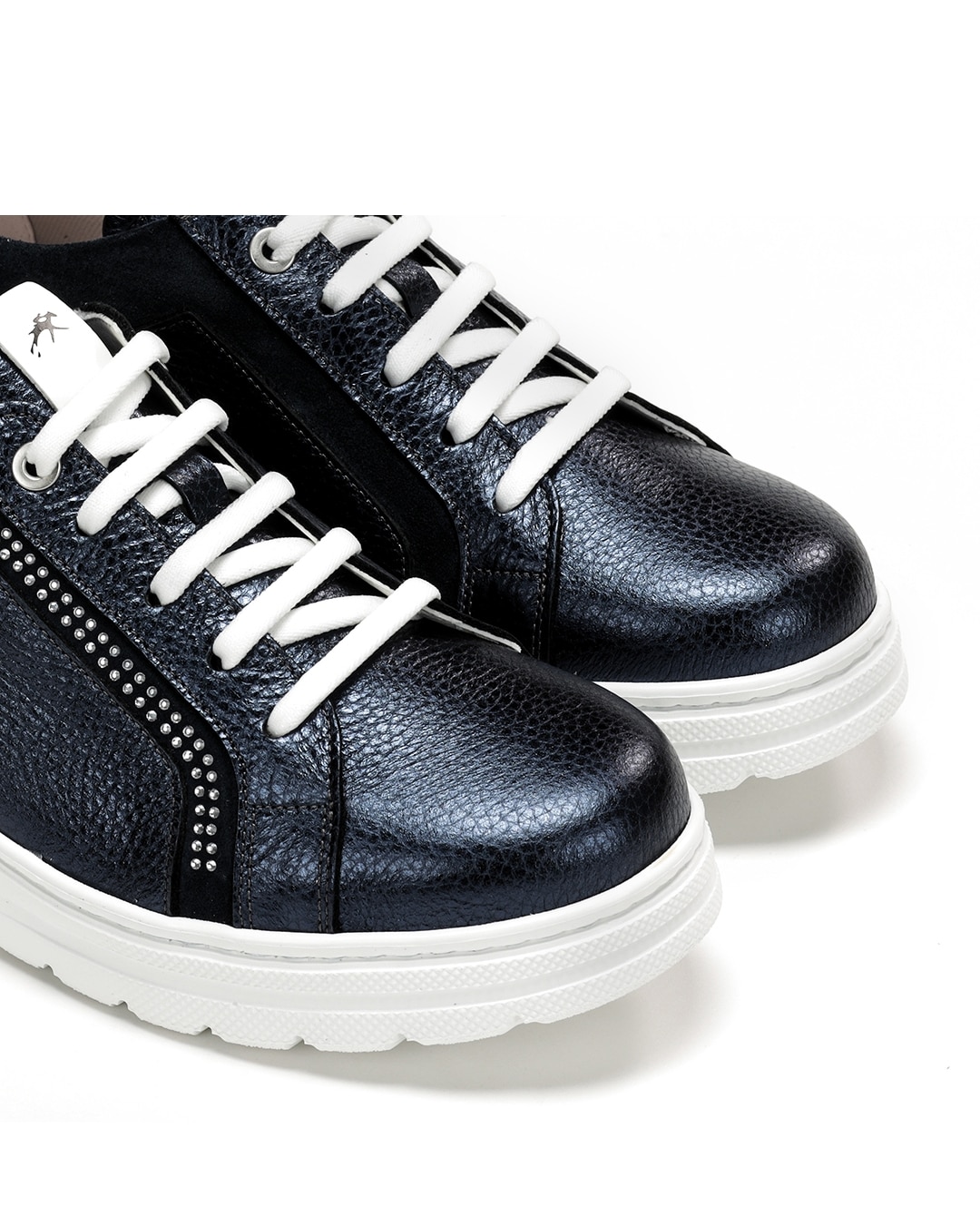 Sapatos de Cordões Fabricados em Pele Azul-6