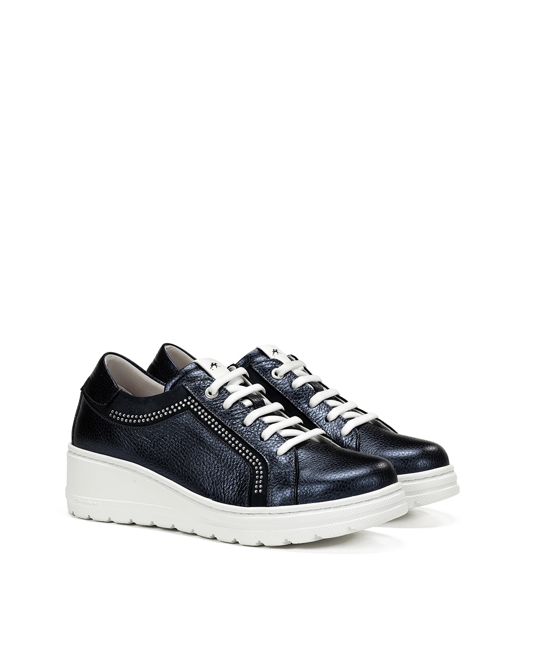 Sapatos de Cordões Fabricados em Pele Azul-2