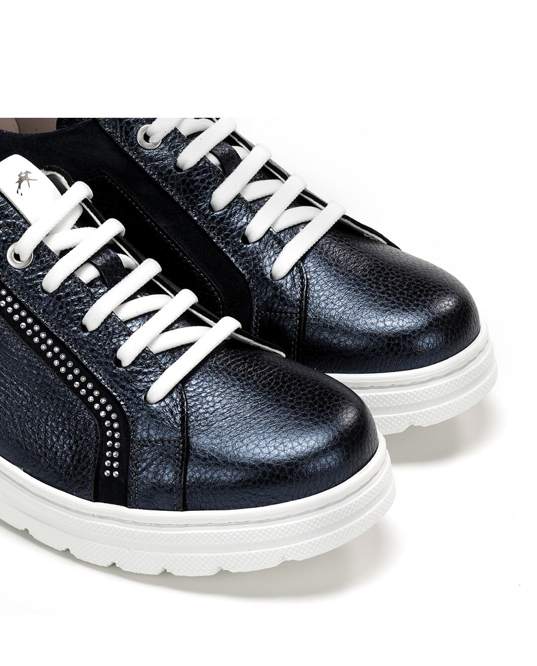 Sapatos de Cordões Fabricados em Pele Azul-6