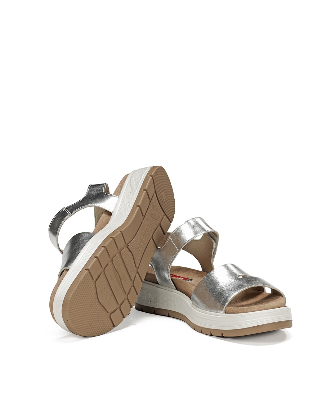 Sandálias Abertas em Pele Prateado-4