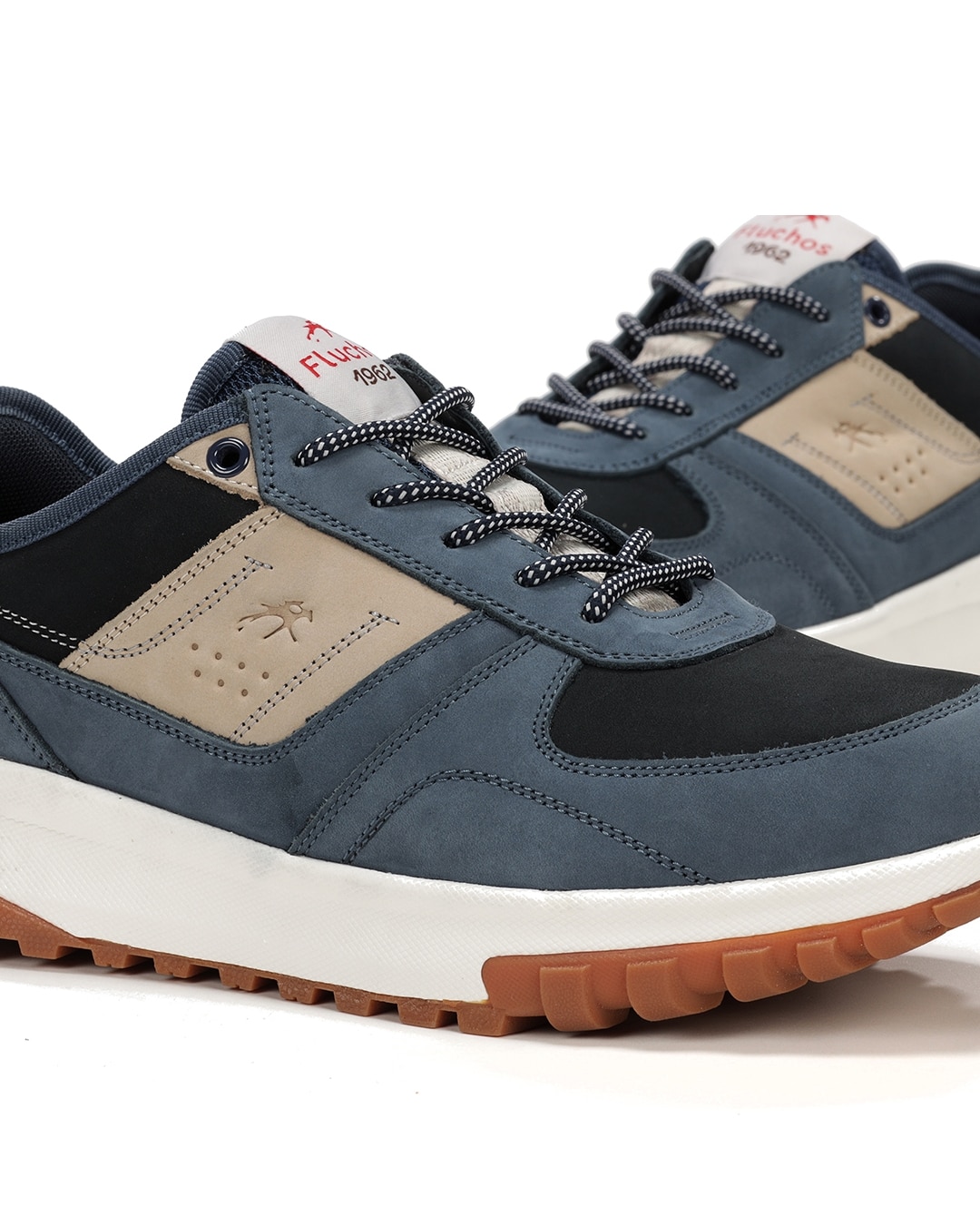 Sapatos de Cordões Fabricados em Nobuck Azul-6