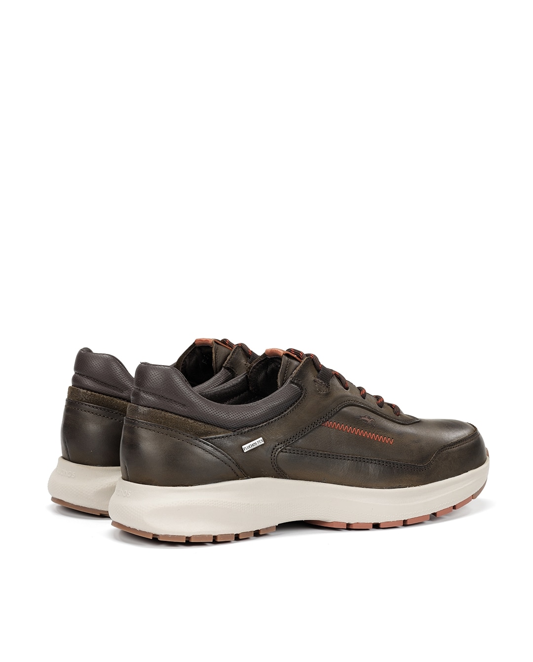 Sapatos de Cordões Fabricados em Impermeável Castanho / Branco gasto-3
