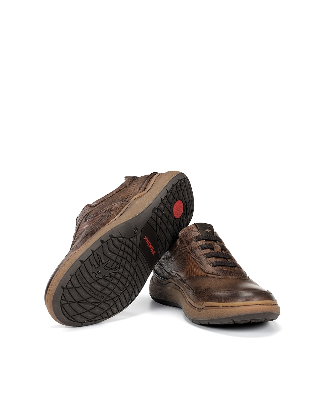 Sapatos de Cordões Fabricados em Pele Castanho-chocolate-4