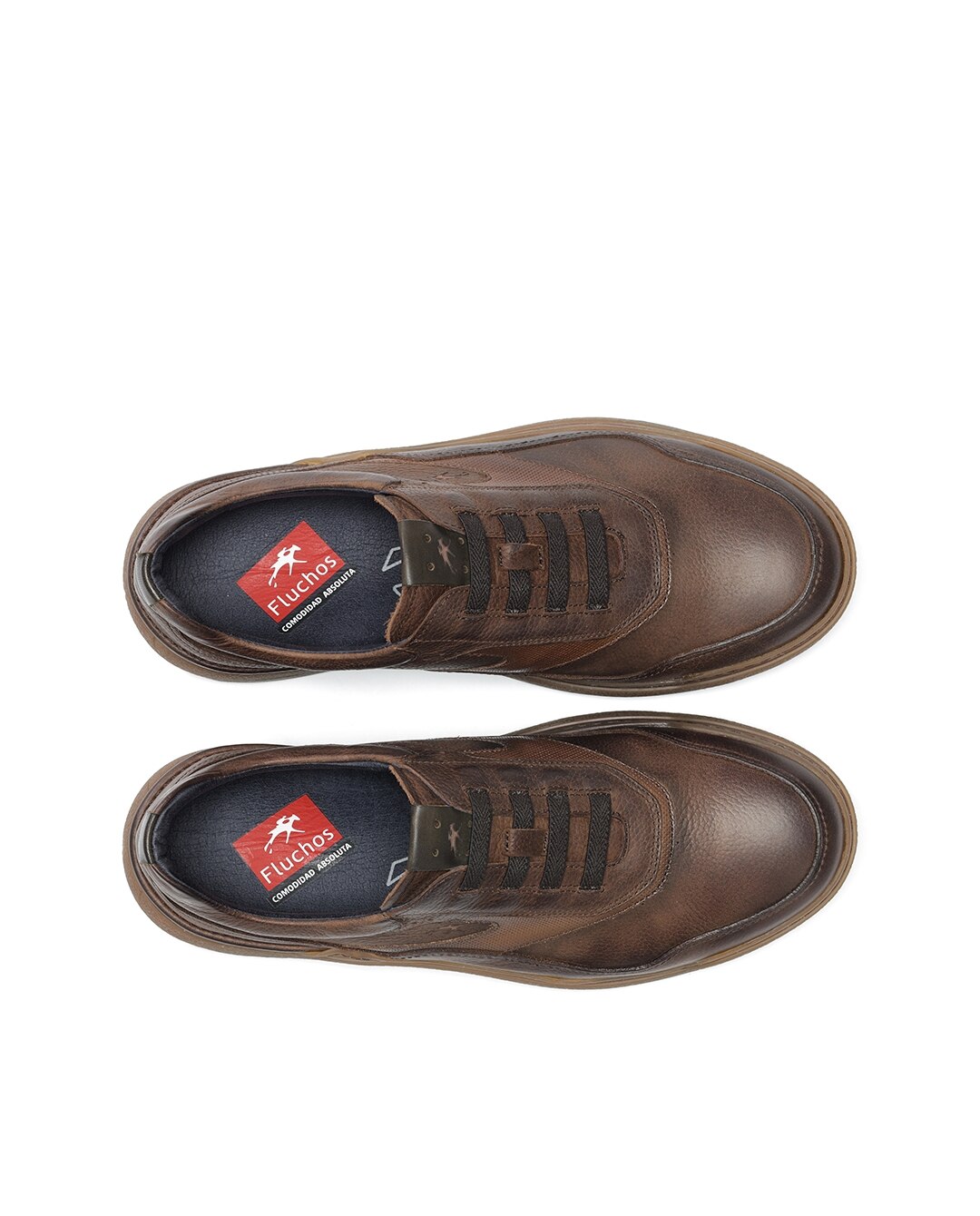 Sapatos de Cordões Fabricados em Pele Castanho-chocolate-5