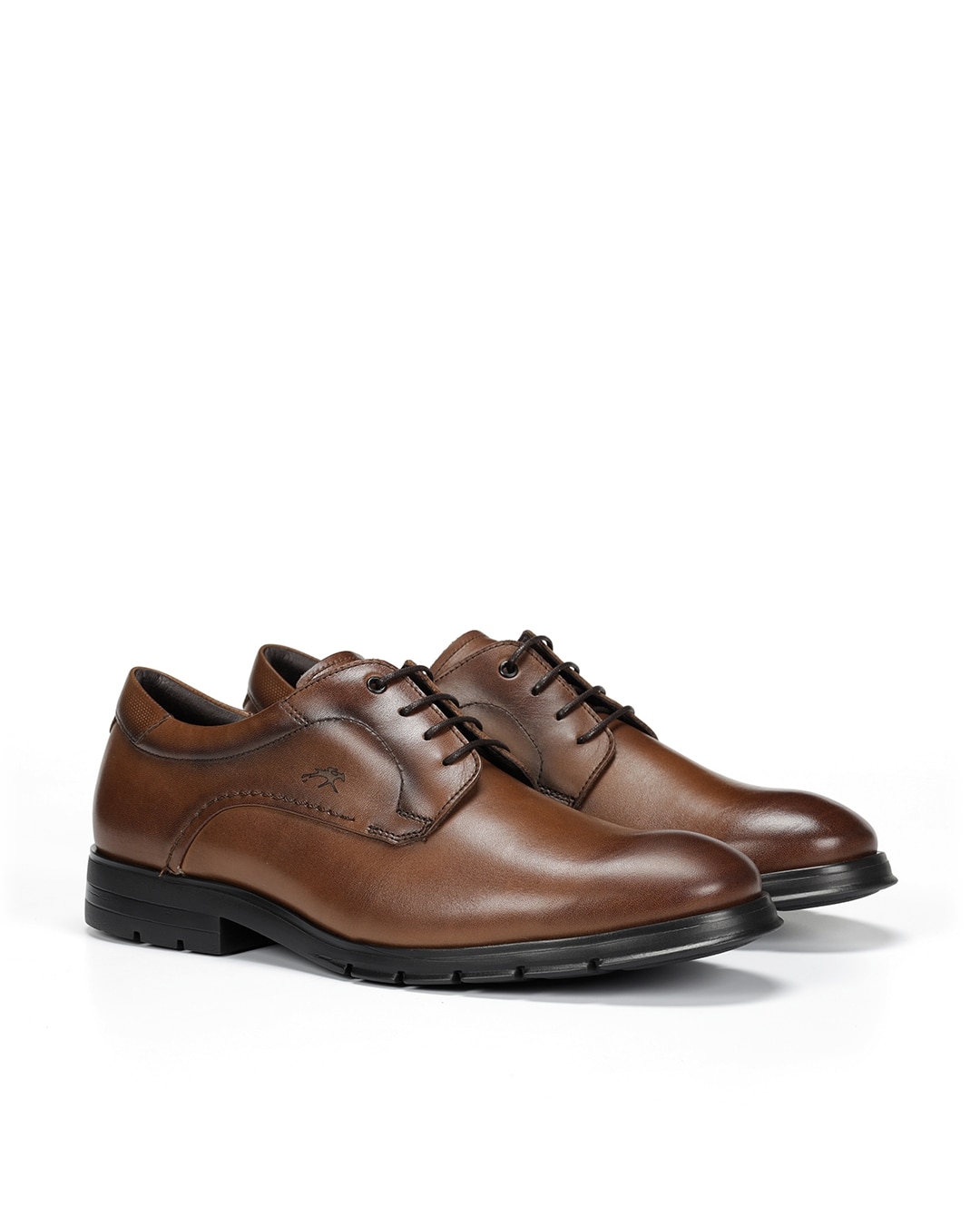 Sapatos de Cordões Fabricados em Pele Castanho-claro-2
