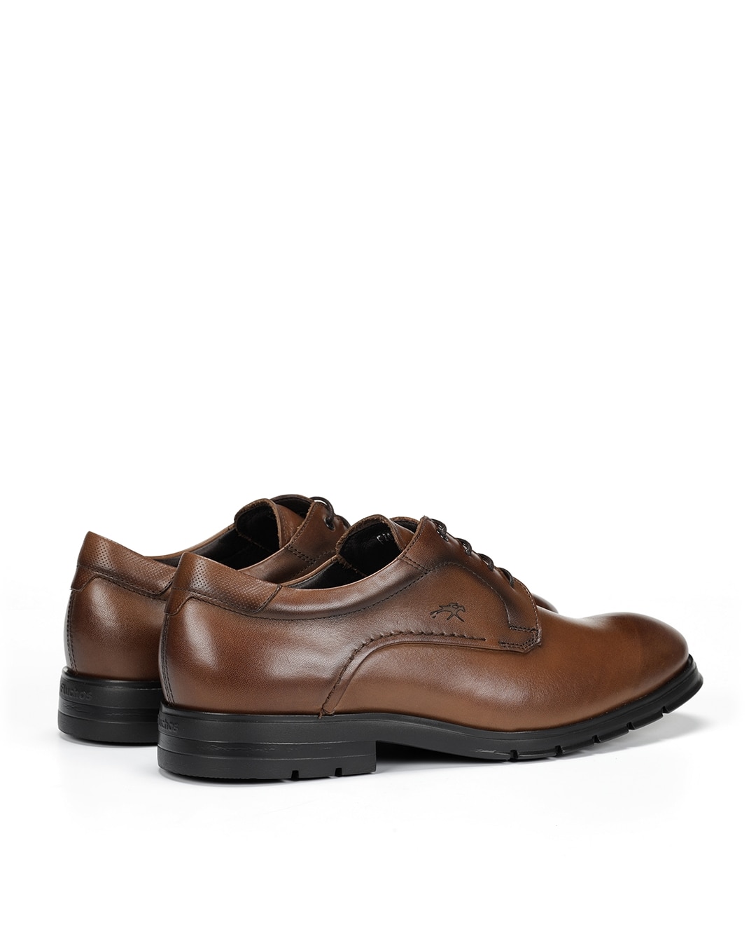 Sapatos de Cordões Fabricados em Pele Castanho-claro-3