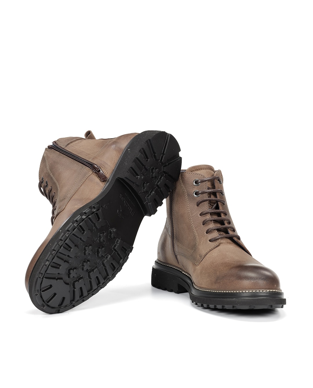 Botas Fabricadas em Acabamento Encerado Castanho-claro-4